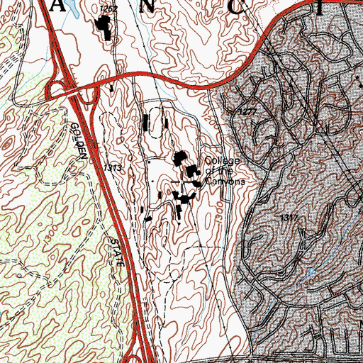 Topographic Map of College of the Canyons, CA