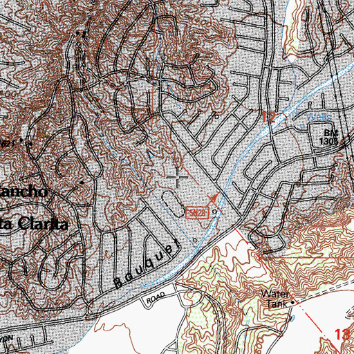 Topographic Map of Saugus High School, CA