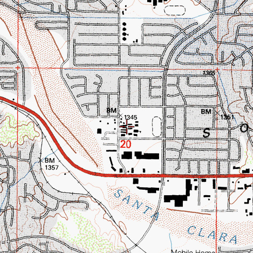 Topographic Map of Sierra Vista Junior High School, CA