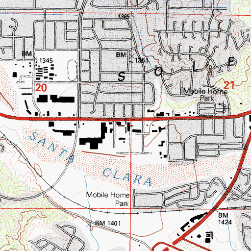 Topographic Map of The Knoll Shopping Center, CA