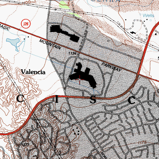 Topographic Map of Valencia Mall Shopping Center, CA