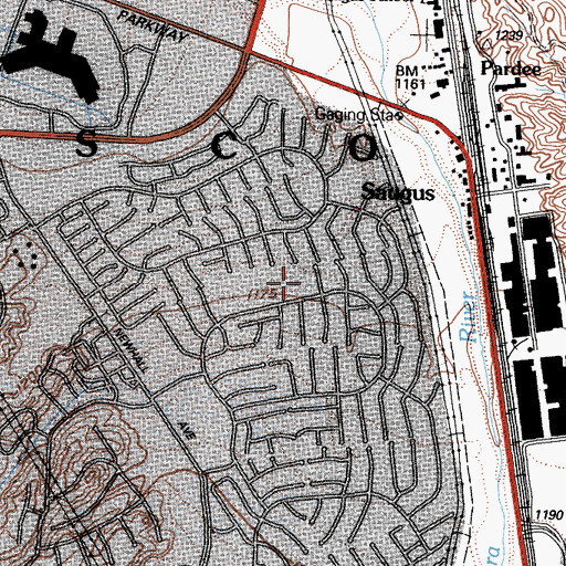 Topographic Map of Valencia Vallet Elementary School, CA