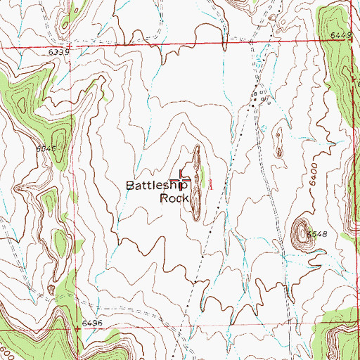 Topographic Map of Battleship Rock, CO