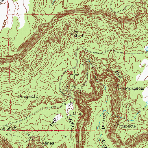 Topographic Map of Patty Four Mine, CO