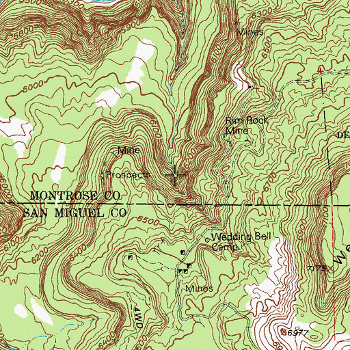 Topographic Map of Radium Hill Group Mine, CO