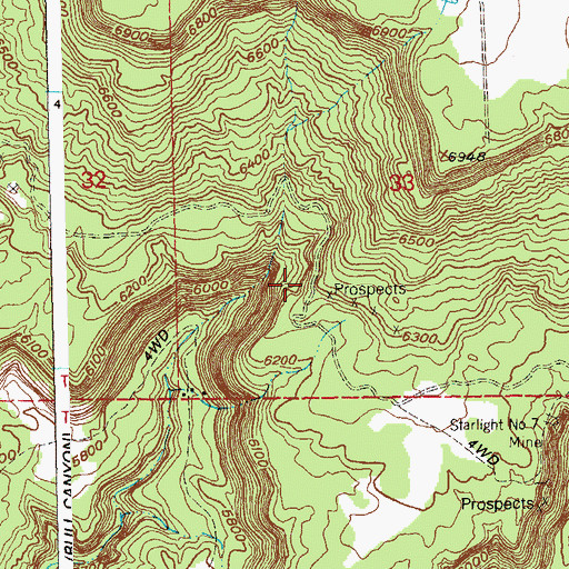 Topographic Map of Rattlesnake Number Two Mine, CO