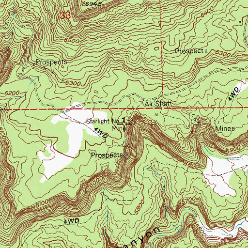 Topographic Map of Starlight Mine, CO