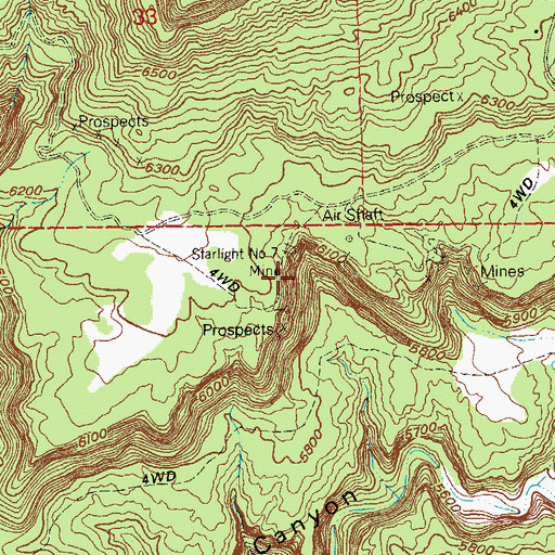 Topographic Map of Starlight Number Eight Mine, CO