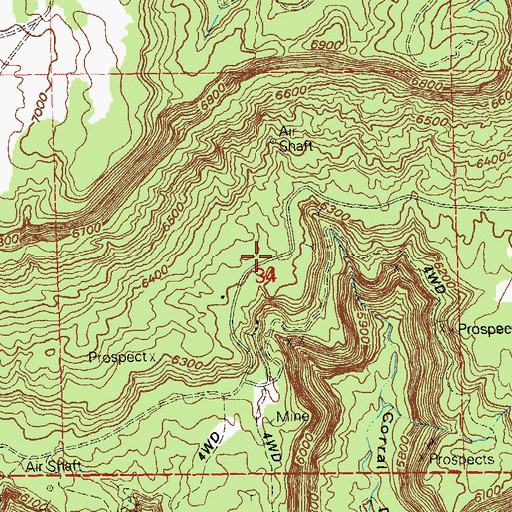 Topographic Map of Two Bits Mine, CO