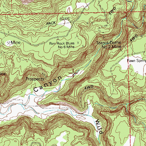 Topographic Map of Woodward Mine, CO