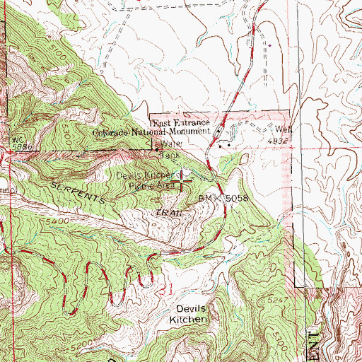 Topographic Map of Devils Kitchen Picnic Area, CO