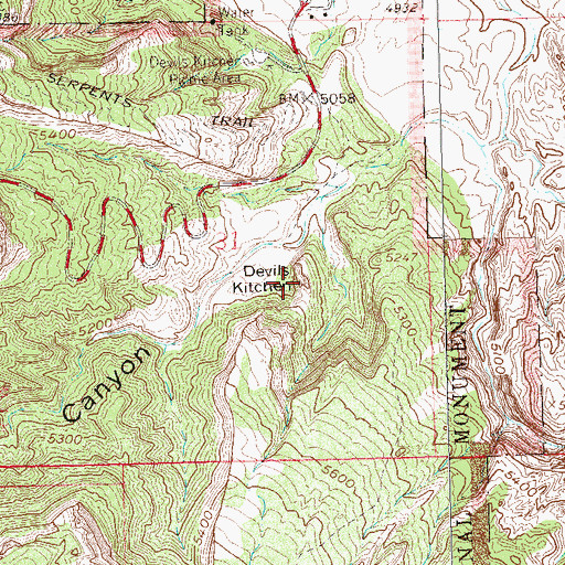 Topographic Map of Devils Kitchen, CO