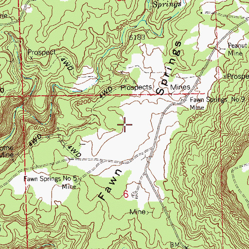 Topographic Map of Fawn Springs Number Seven Mine, CO