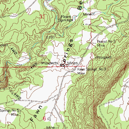 Topographic Map of Fawn Springs Number Eleven Mine, CO