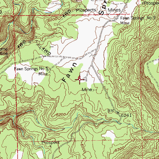 Topographic Map of Fawn Springs Number Thirteen Mine, CO