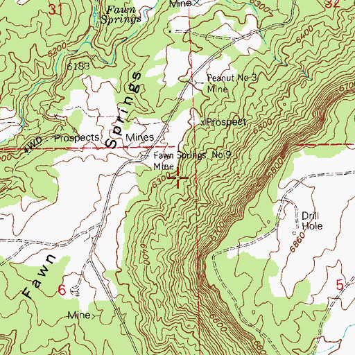 Topographic Map of Fawn Springs Number Eighteen Mine, CO