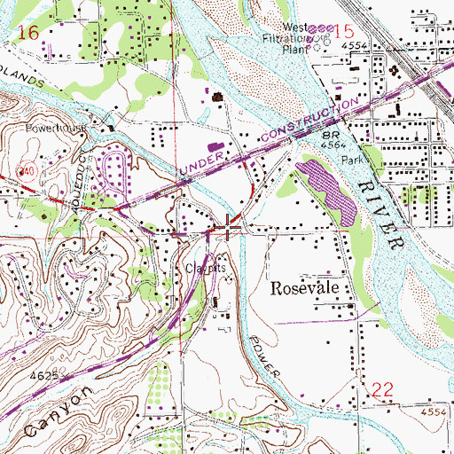 Topographic Map of No Thoroughfare Canyon, CO