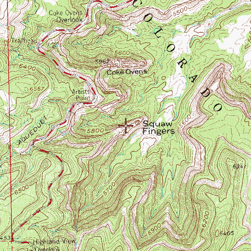 Topographic Map of Squaw Fingers, CO