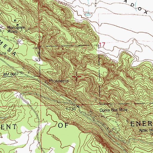 Topographic Map of Occidental Mine, CO