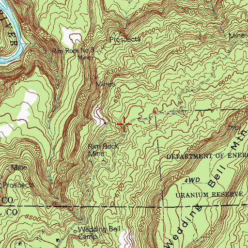 Topographic Map of Rim Rock Number Six Mine, CO