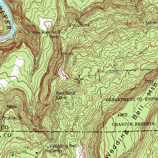 Topographic Map of Rim Rock Number Nine Mine, CO