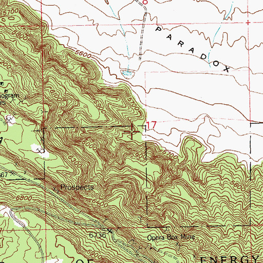 Topographic Map of Susquehanna Mine, CO