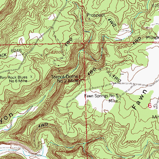 Topographic Map of Teapot Dome Mine, CO