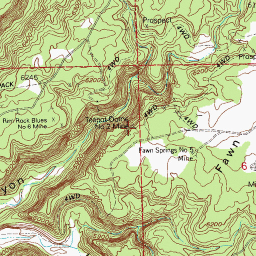 Topographic Map of Teapot Dome Three Mine, CO