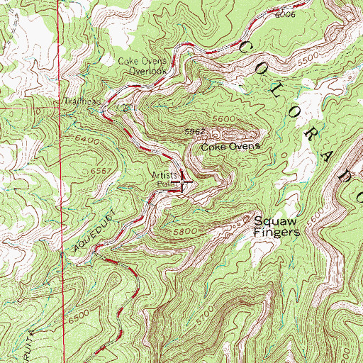 Topographic Map of Artists Point, CO