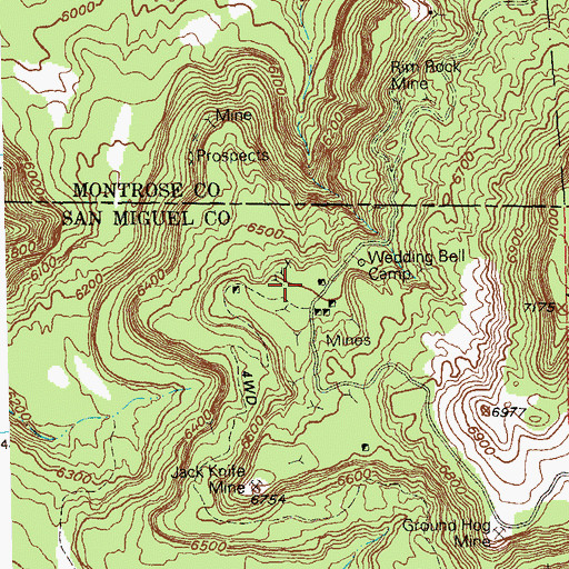 Topographic Map of Radium Hill Number Fifty Mine, CO