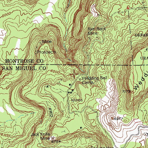Topographic Map of Jack Knife Three Mine, CO