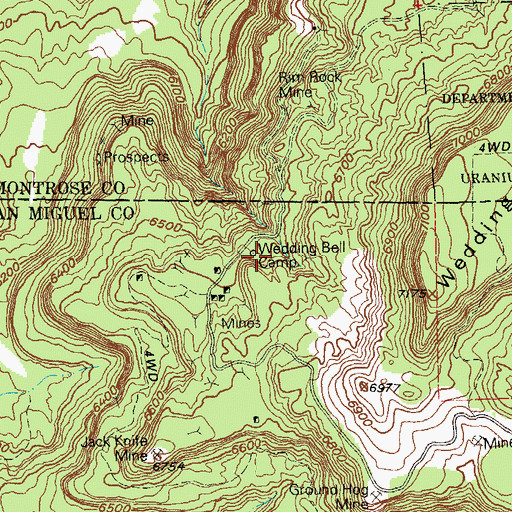 Topographic Map of Slick Rim Mine, CO