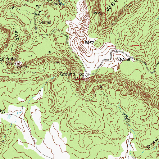 Topographic Map of Ground Hog Number Four Mine, CO