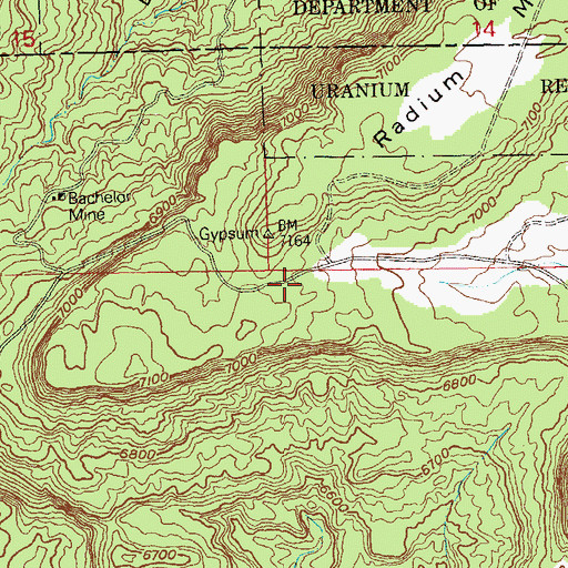 Topographic Map of Gypsum Valley Number Three Mine, CO
