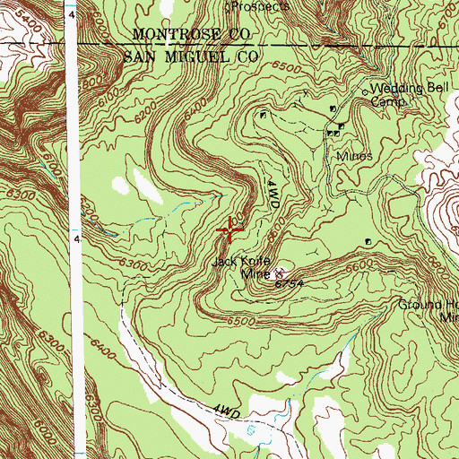 Topographic Map of Main Street Mine Number Three, CO