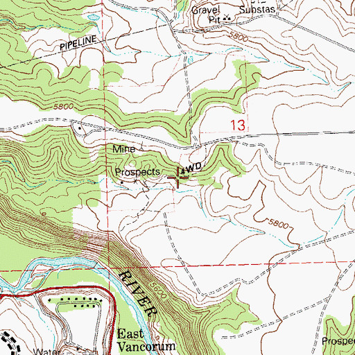 Topographic Map of Woods Placer Mine, CO