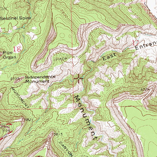 Topographic Map of Monument Canyon, CO