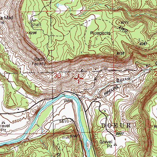 Topographic Map of Burro Mine, CO