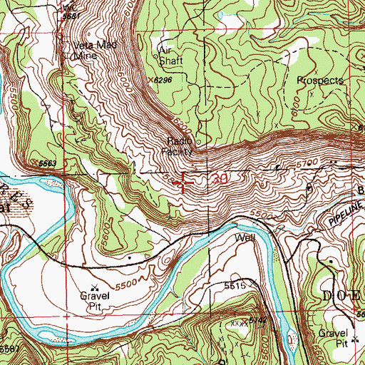 Topographic Map of Bottom Canyon Mine, CO