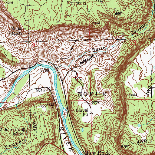 Topographic Map of Burro Number Seven Mine, CO
