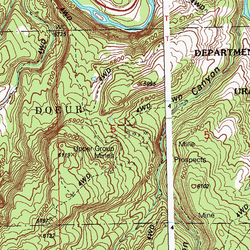 Topographic Map of Grants Claim Mine, CO