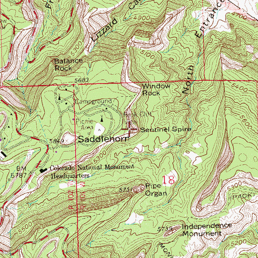Topographic Map of Sentinel Spire, CO