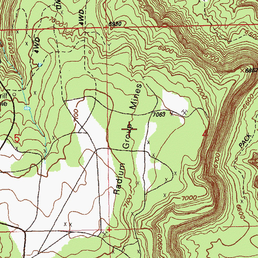 Topographic Map of Radium Number Thirteen Mine, CO