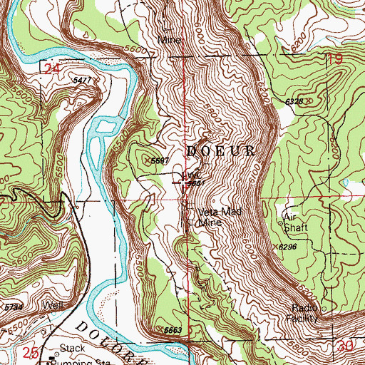 Topographic Map of Veta Glad Mine, CO