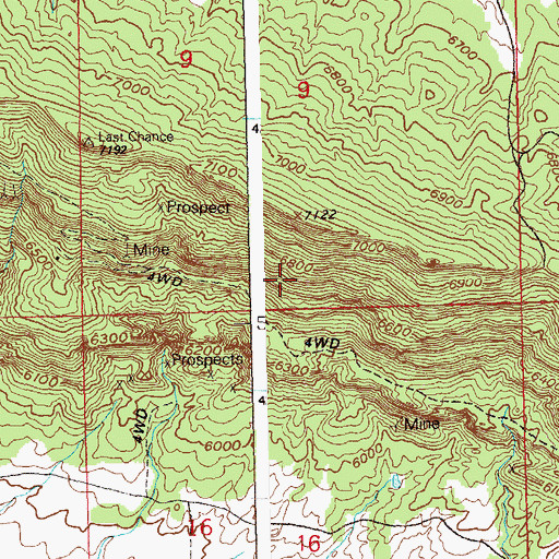Topographic Map of Cliff Dweller Mine, CO