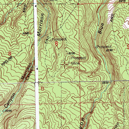 Topographic Map of Blue Creek Mine, CO