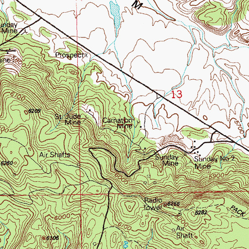 Topographic Map of Carnation Number Four Mine, CO
