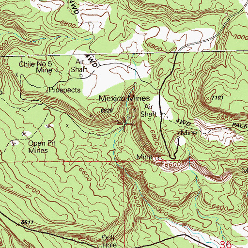 Topographic Map of Old Mexico Mine, CO