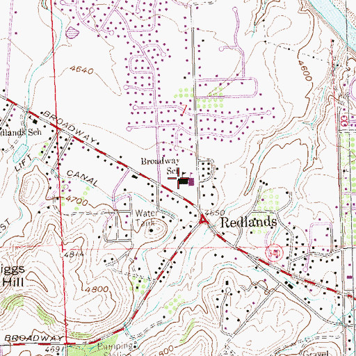 Topographic Map of Broadway Elementary School, CO
