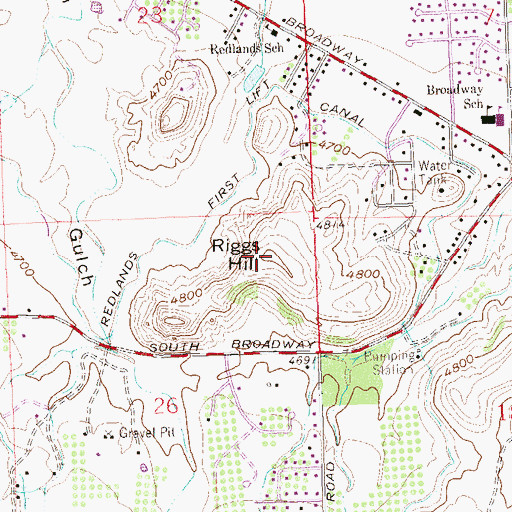 Topographic Map of Riggs Hill, CO